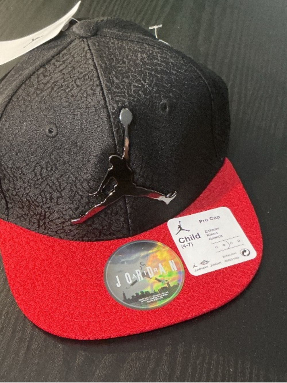 Jordan Kids Pro Cap in Black and Red with Jumpman Logo
